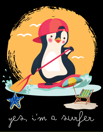 Penguin Surfer - Black