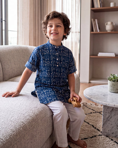अBIR Neel Van Kahani Long Kurta for Boys