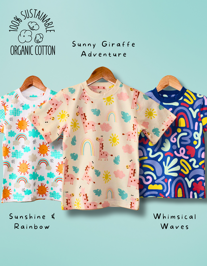 Pack of 3 - Whimsical Waves, Giraffe Adventures and Sunshine Rainbows