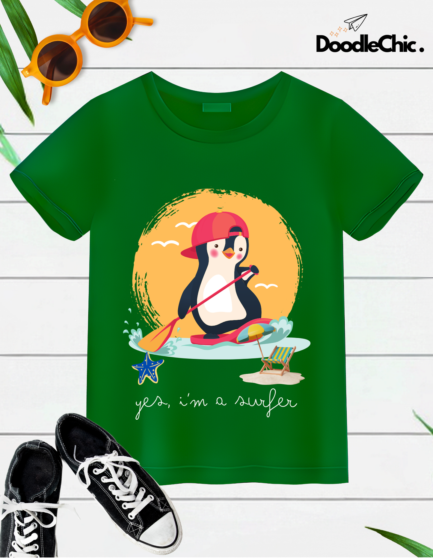 Penguin Surfer - Green