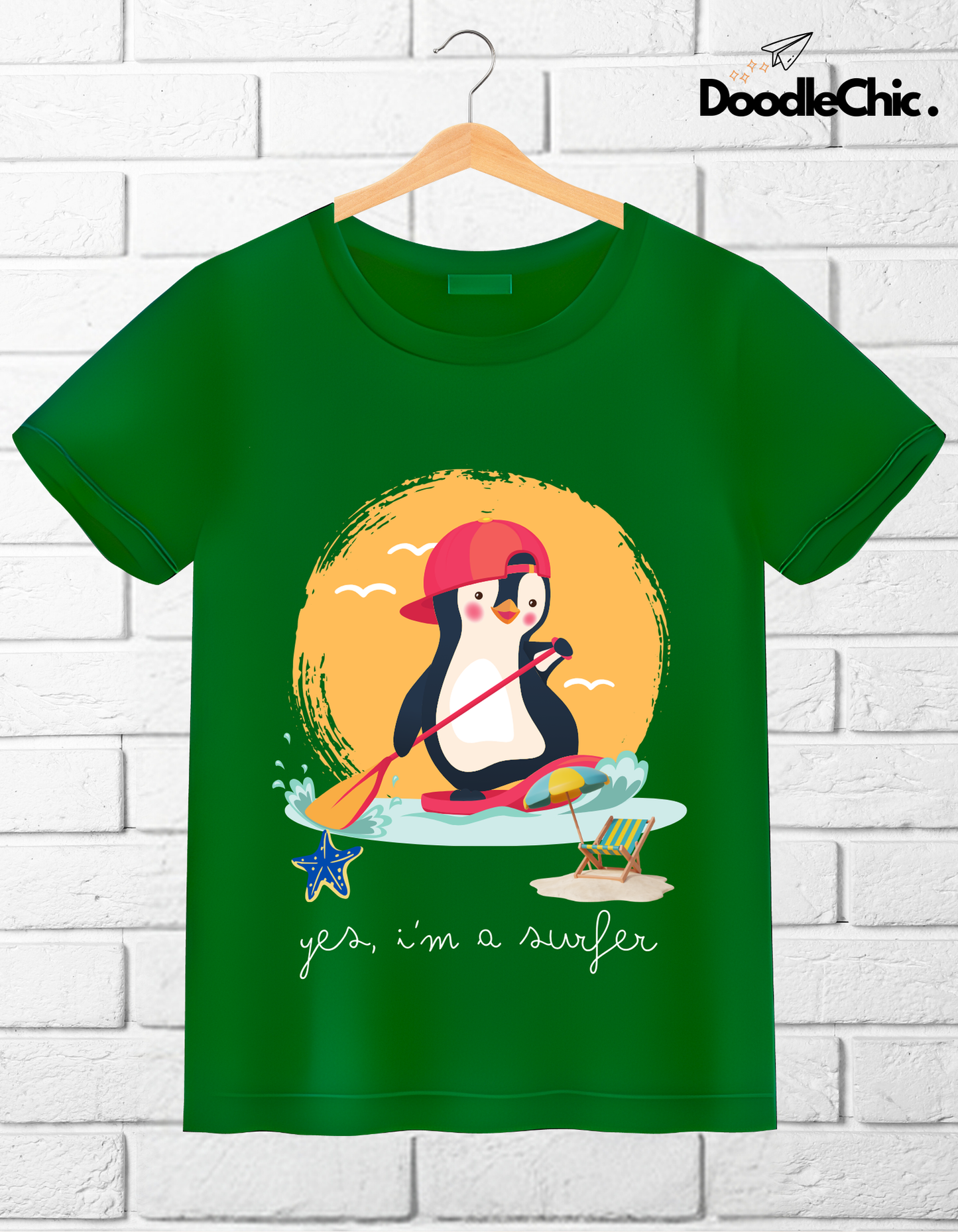 Penguin Surfer - Green
