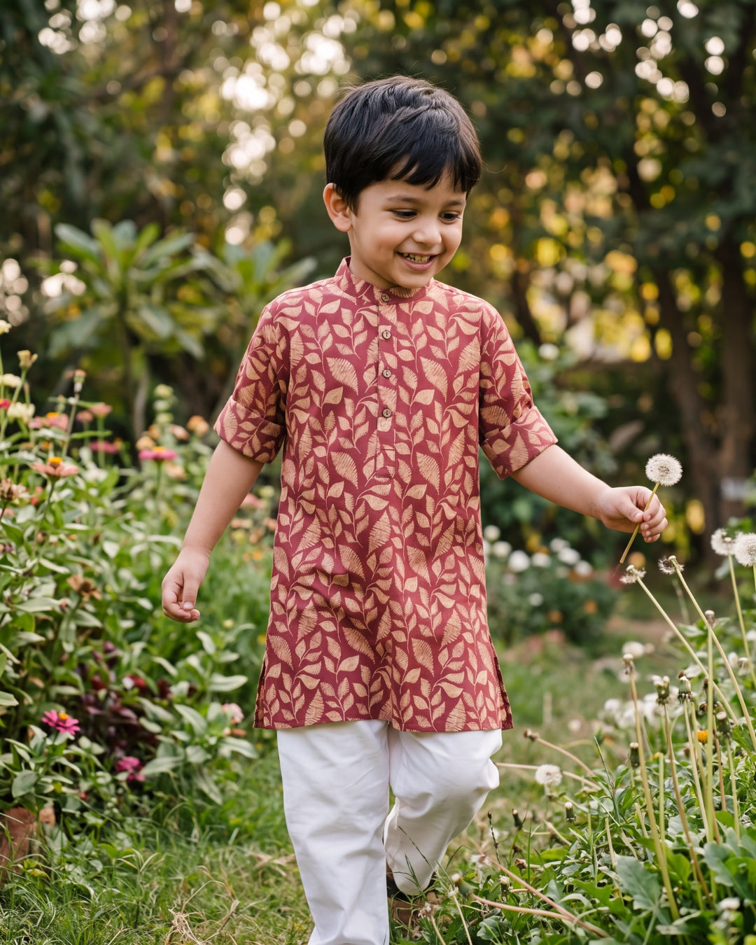 अBIR Maroon Bagh Long Kurta for Boys