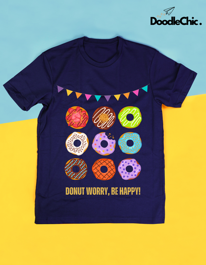 Donut Worry Be Happy - Navy Blue