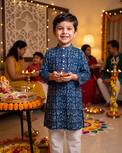 अBIR Neel Van Kahani Long Kurta for Boys