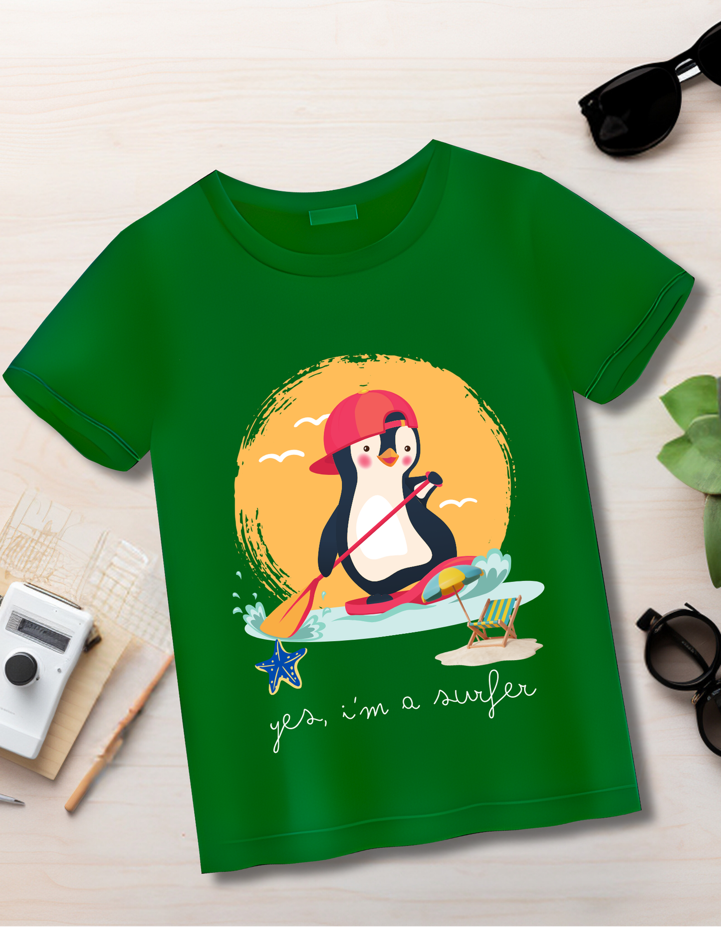 Penguin Surfer - Green
