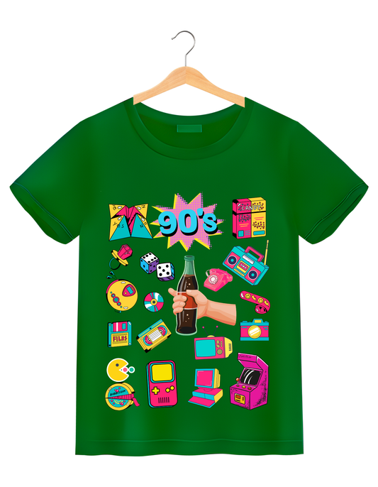 90's Theme Kids Organic Cotton T-shirt Green from DoodleChic