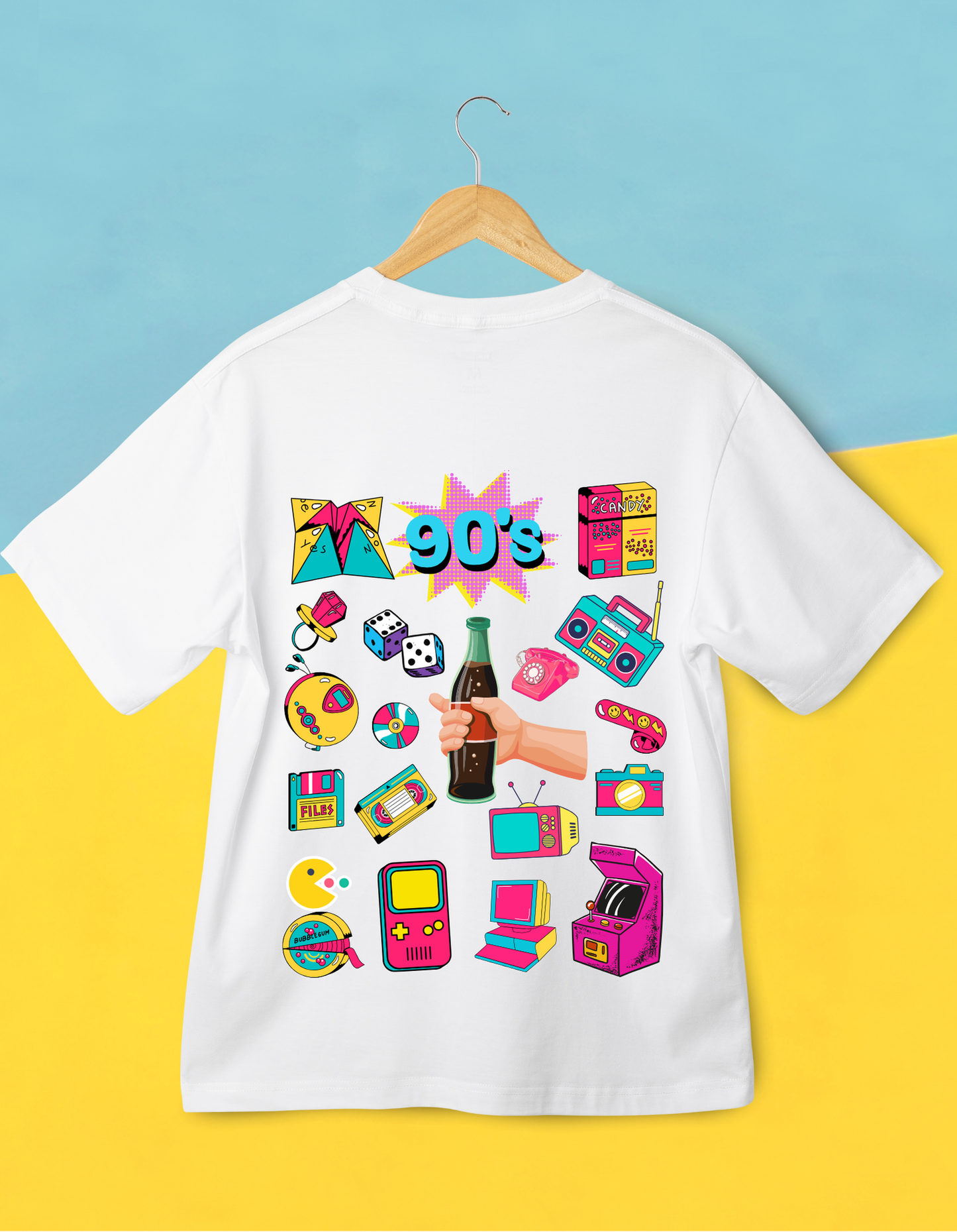 90's Theme Kids Organic Cotton T-shirt White from DoodleChic
