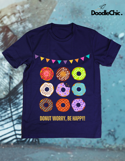 Donut Worry Be Happy - Navy Blue