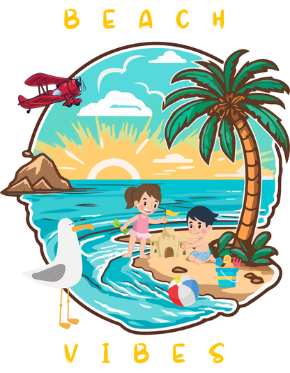 Beach Vibes Kids Organic Cotton T-shirt White from DoodleChic