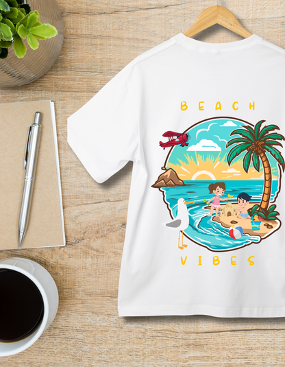 Beach Vibes Kids Organic Cotton T-shirt White from DoodleChic