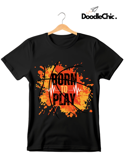 Born to Play Kids Organic Cotton T-shirt Black from DoodleChic