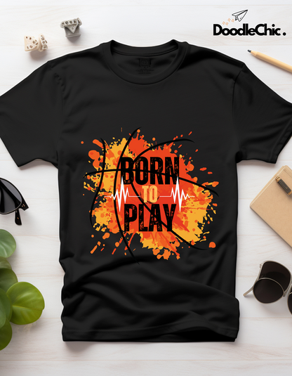 Born to Play Kids Organic Cotton T-shirt Black from DoodleChic