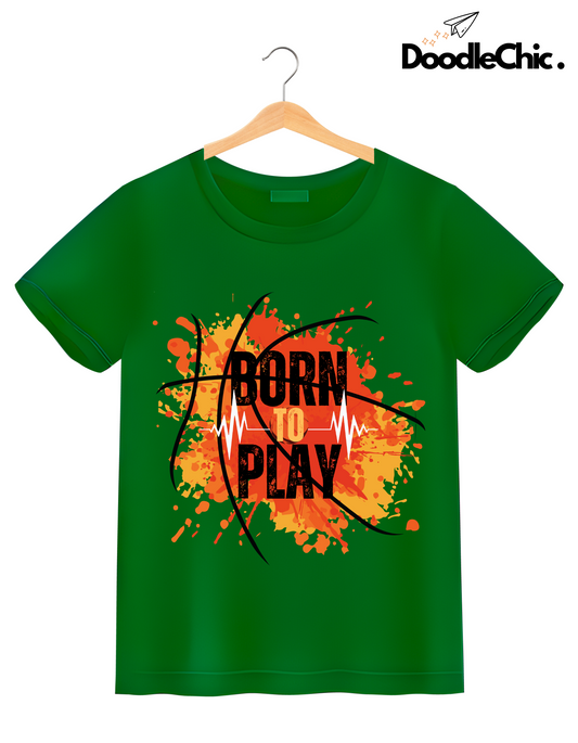 Born to Play Kids Organic Cotton T-shirt Green from DoodleChic