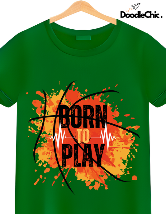 Born to Play Kids Organic Cotton T-shirt Green from DoodleChic