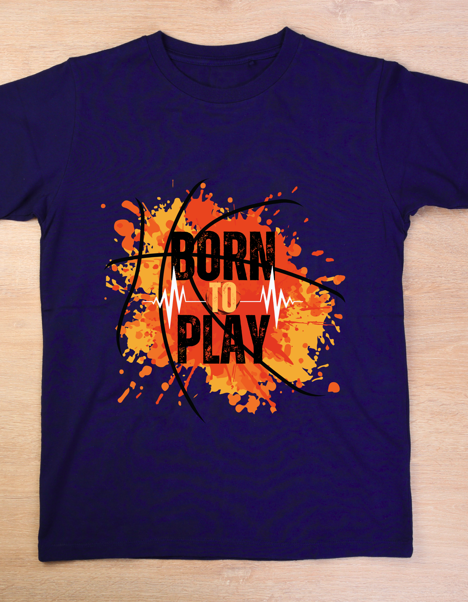 Born to Play Kids Organic Cotton T-shirt Navy Blue from DoodleChic