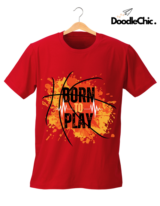 Born to Play Kids Organic Cotton T-shirt Red from DoodleChic