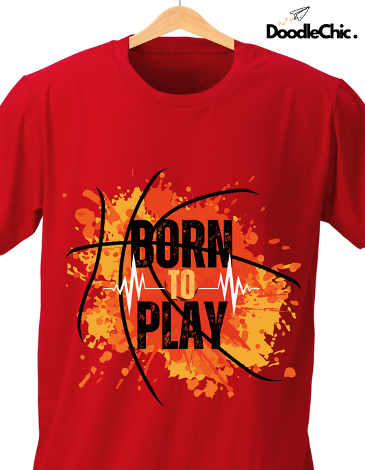 Born to Play Kids Organic Cotton T-shirt Red from DoodleChic