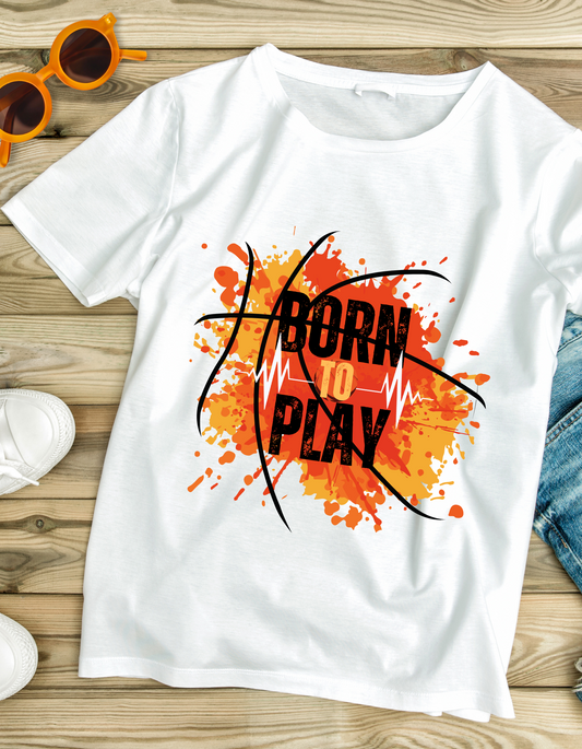 Born to Play Kids Organic Cotton T-shirt White from DoodleChic