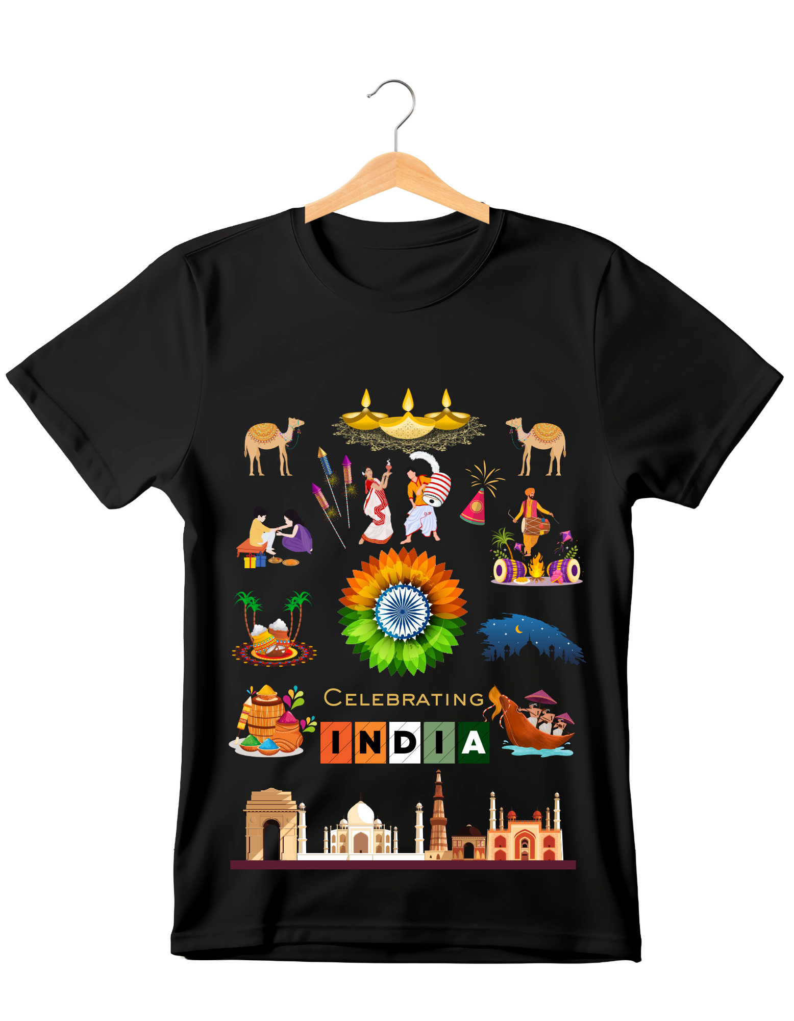 Celebrate India Kids Organic Cotton T-shirt Black from DoodleChic