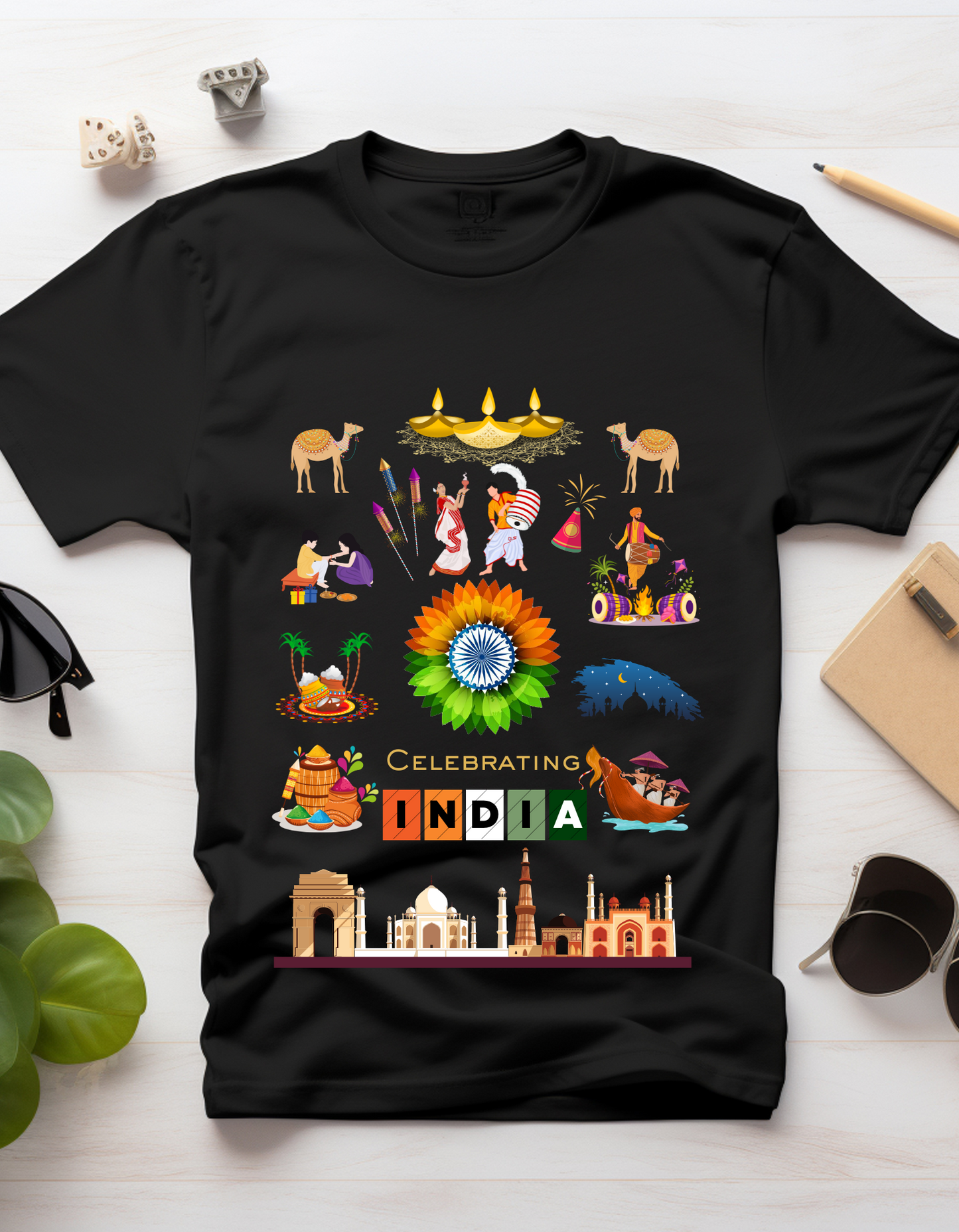 Celebrate India Kids Organic Cotton T-shirt Black from DoodleChic