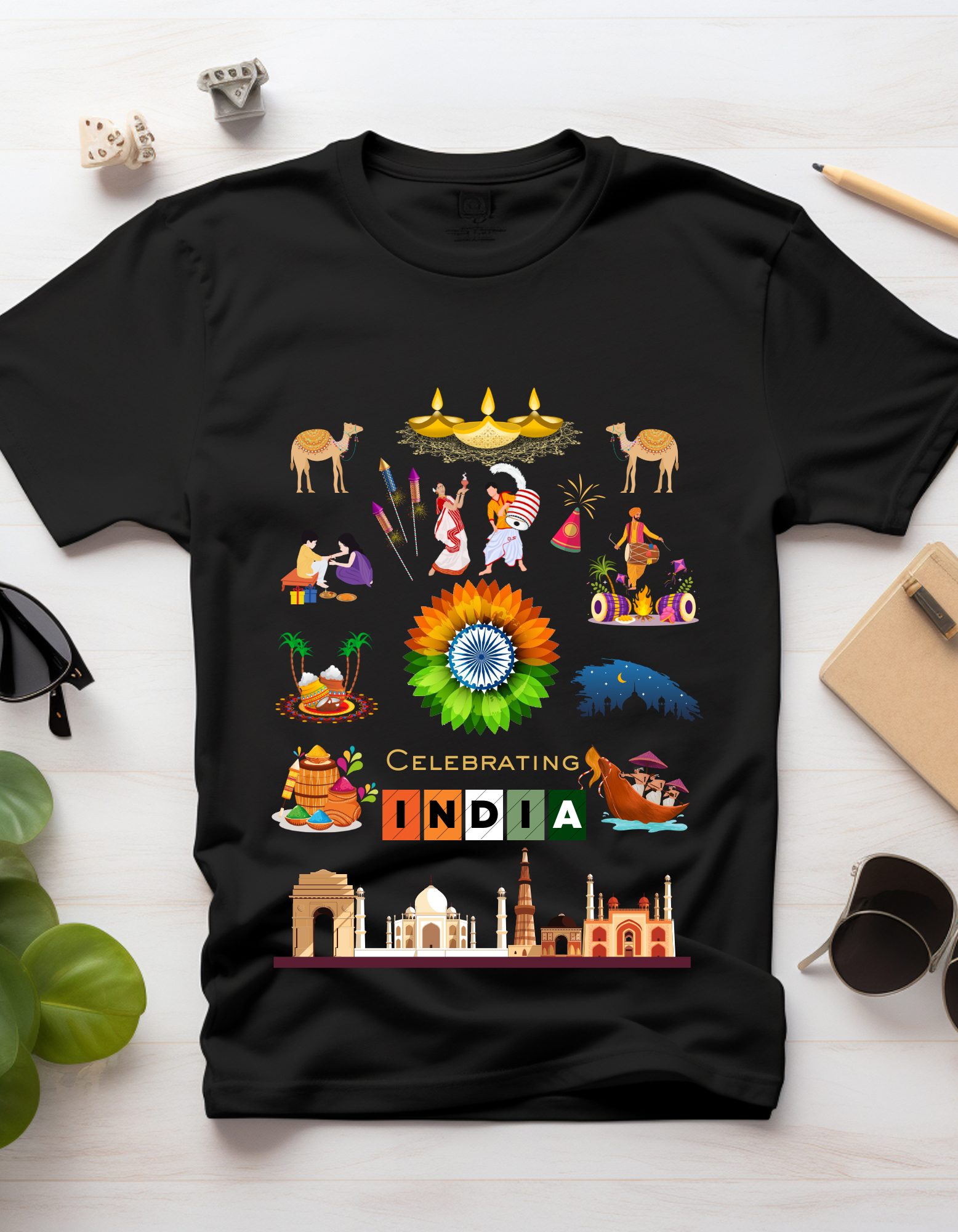Celebrate India Kids Organic Cotton T-shirt Black from DoodleChic