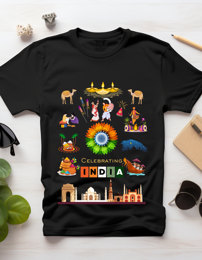 Celebrate India Kids Organic Cotton T-shirt Black from DoodleChic