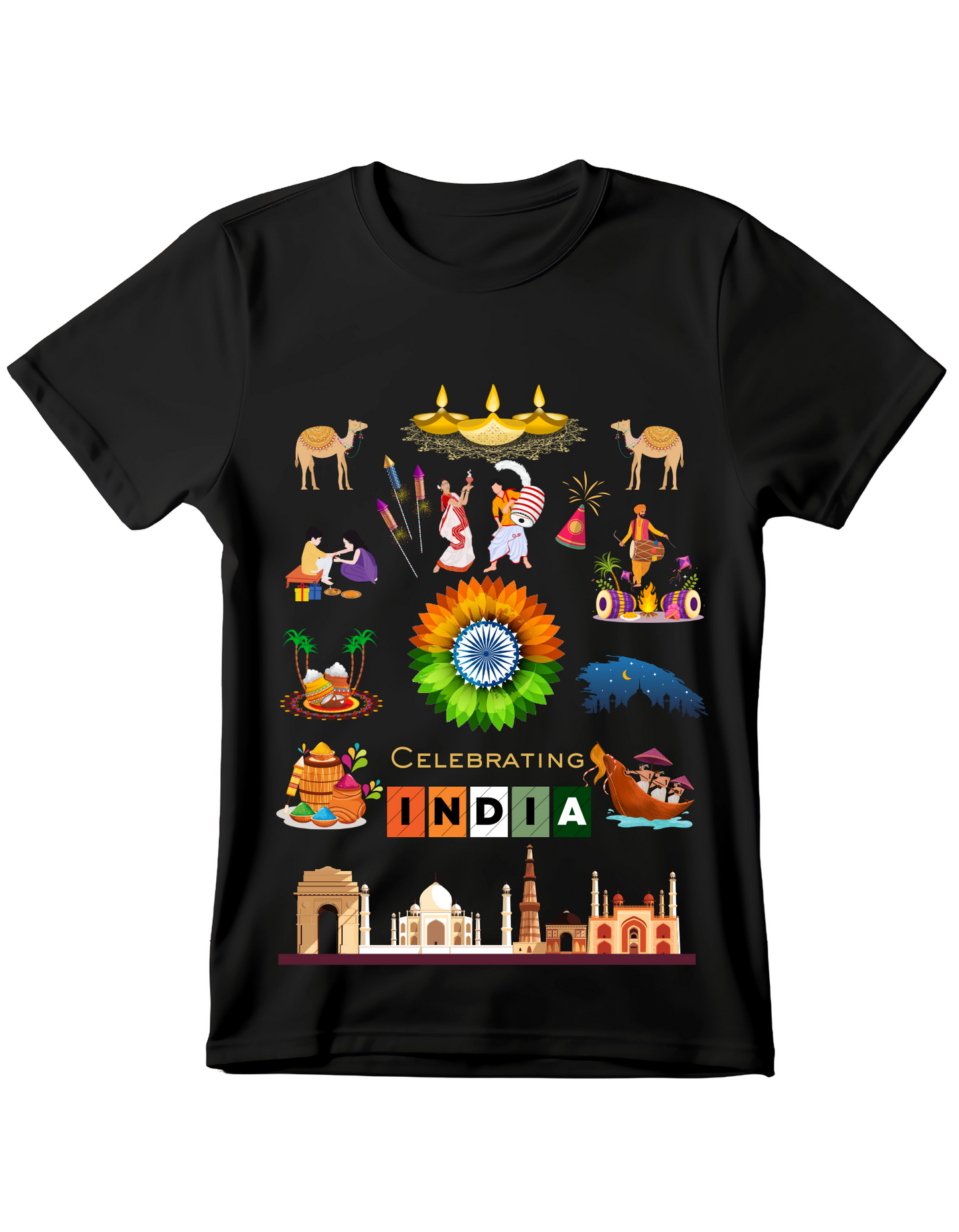 Celebrate India Kids Organic Cotton T-shirt Black from DoodleChic