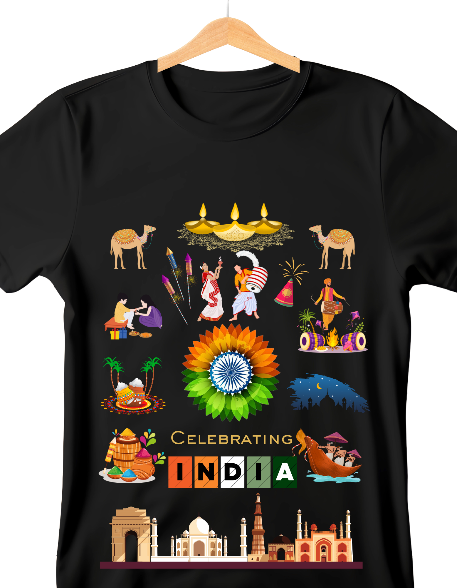 Celebrate India Kids Organic Cotton T-shirt Black from DoodleChic