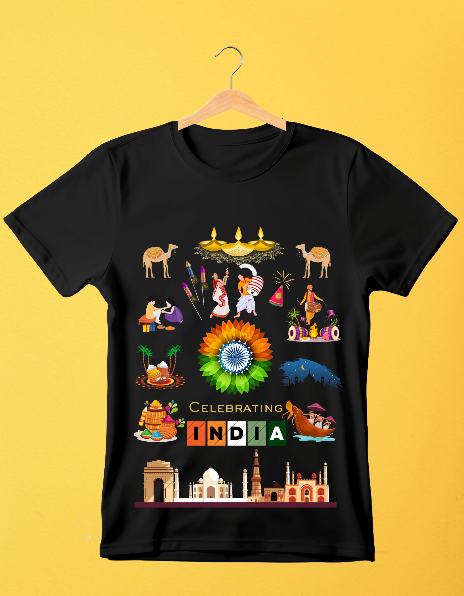 Celebrate India Kids Organic Cotton T-shirt Black from DoodleChic