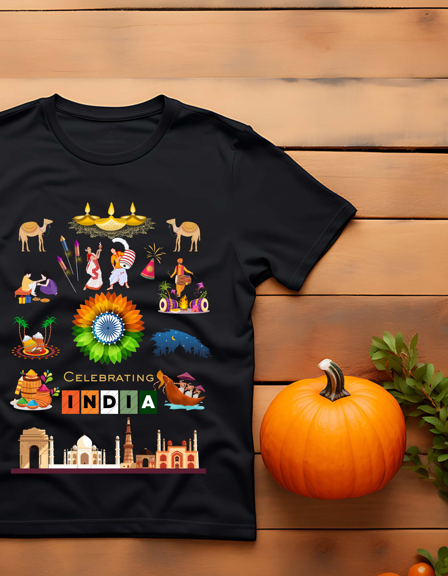 Celebrate India Kids Organic Cotton T-shirt Black from DoodleChic