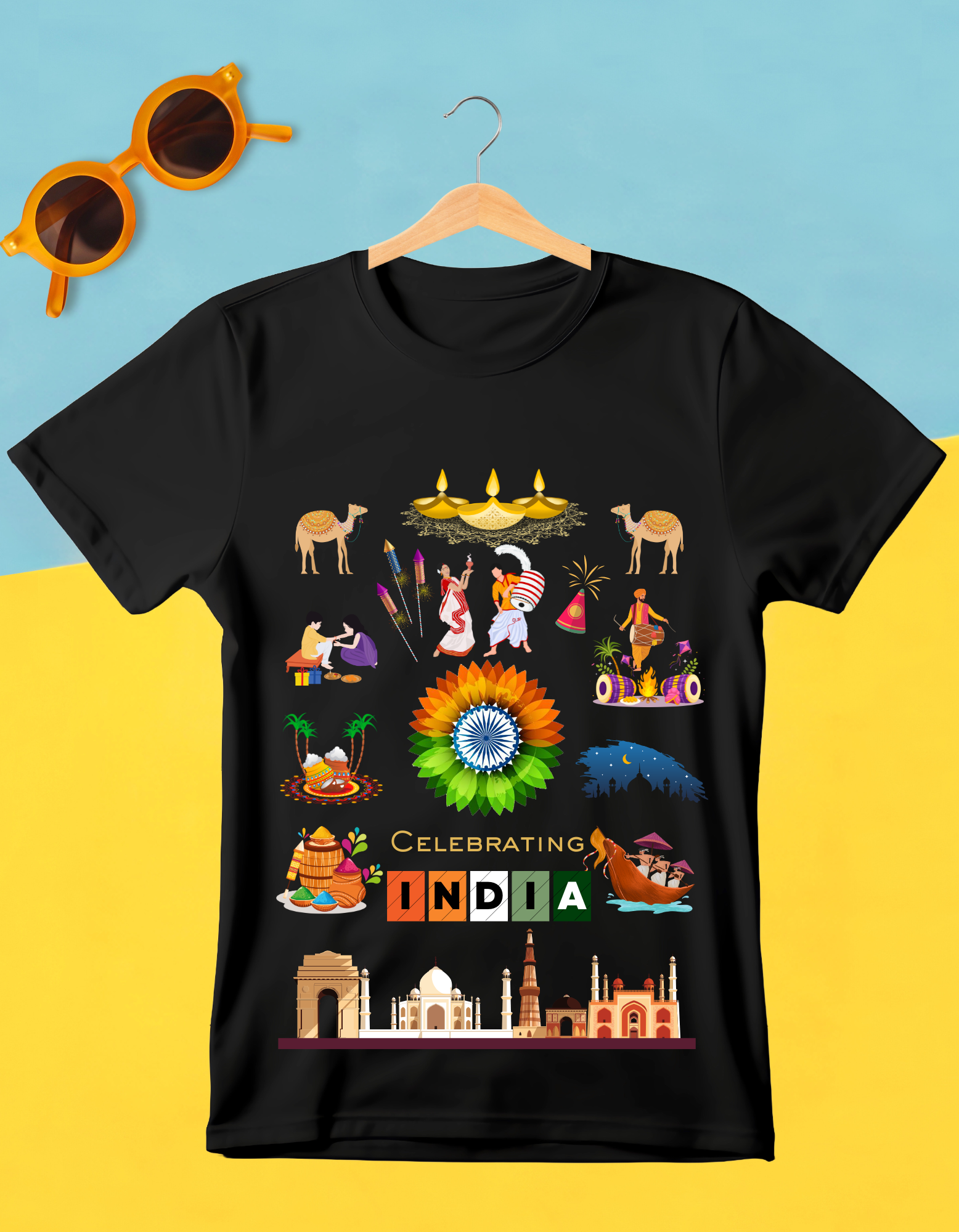 Celebrate India Kids Organic Cotton T-shirt Black from DoodleChic