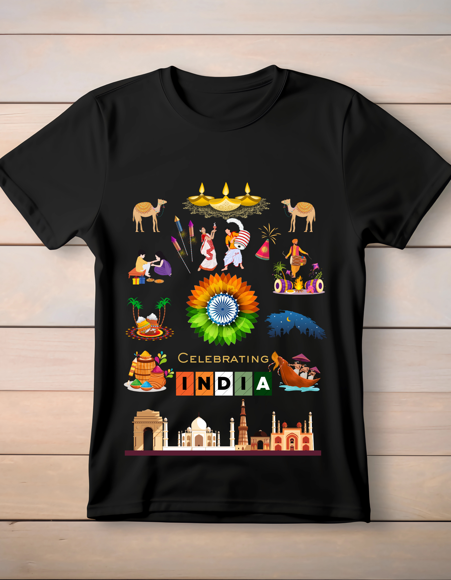 Celebrate India Kids Organic Cotton T-shirt Black from DoodleChic