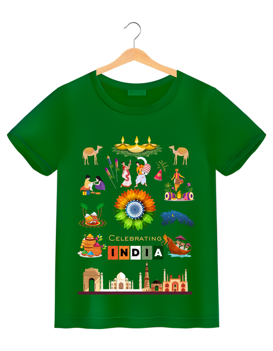 Celebrate India Kids Organic Cotton T-shirt Green from DoodleChic