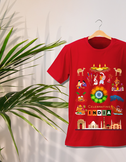 Celebrate India Kids Organic Cotton T-shirt Red from DoodleChic