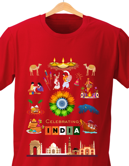 Celebrate India Kids Organic Cotton T-shirt Red from DoodleChic