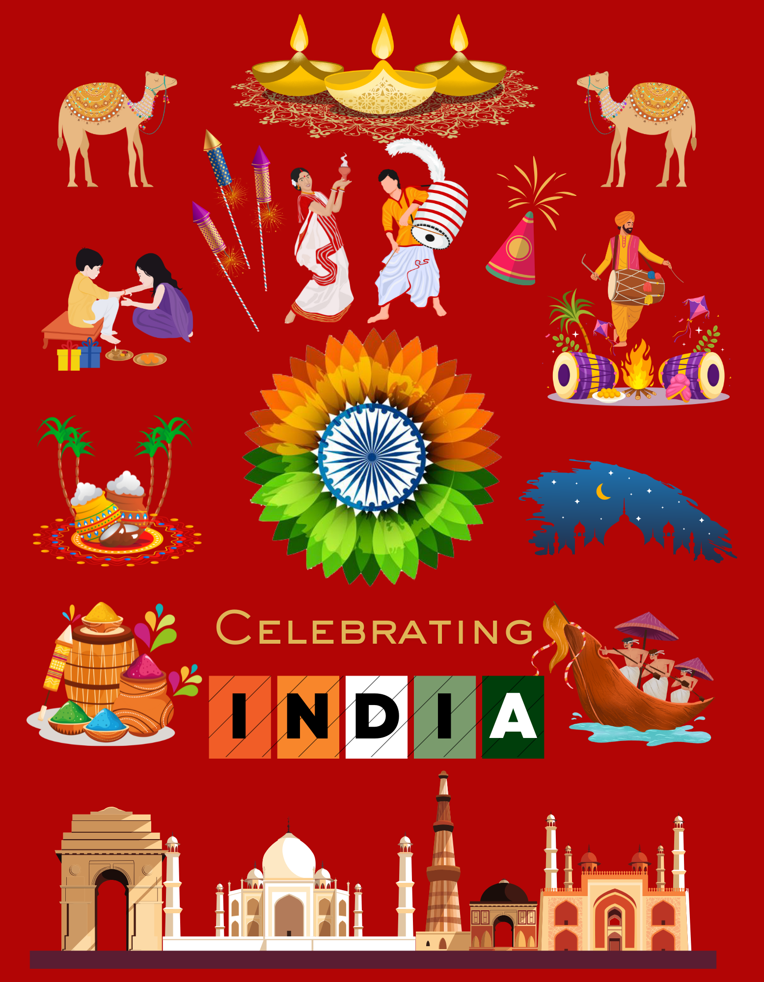 Celebrate India Kids Organic Cotton T-shirt Red from DoodleChic
