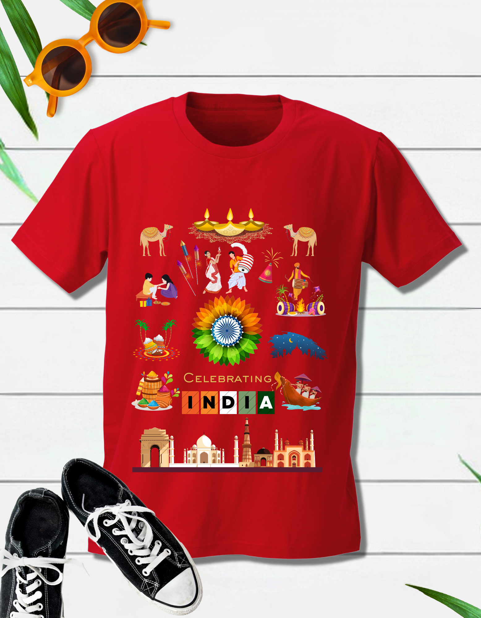 Celebrate India Kids Organic Cotton T-shirt Red from DoodleChic