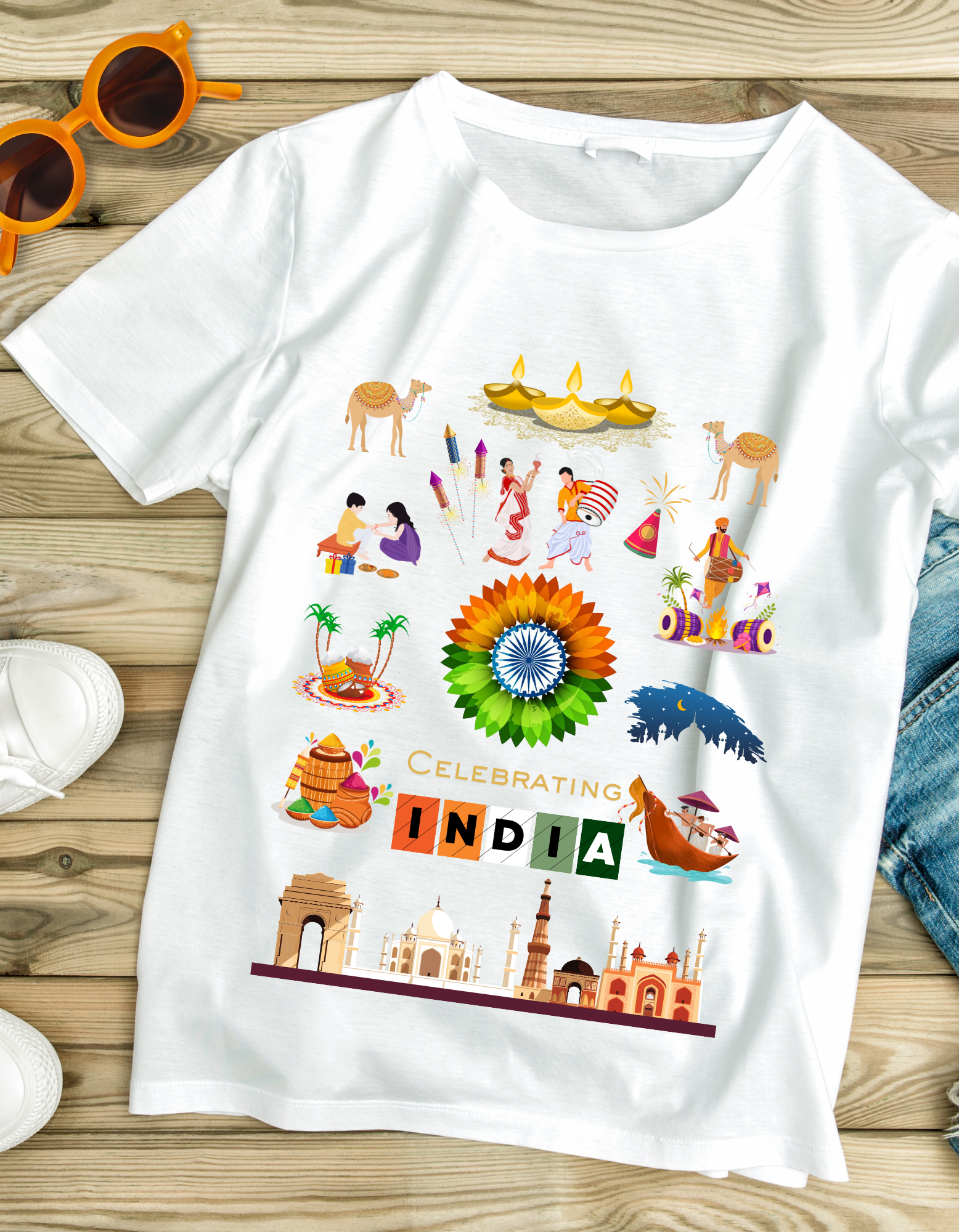 Celebrate India Kids Organic Cotton T-shirt White from DoodleChic