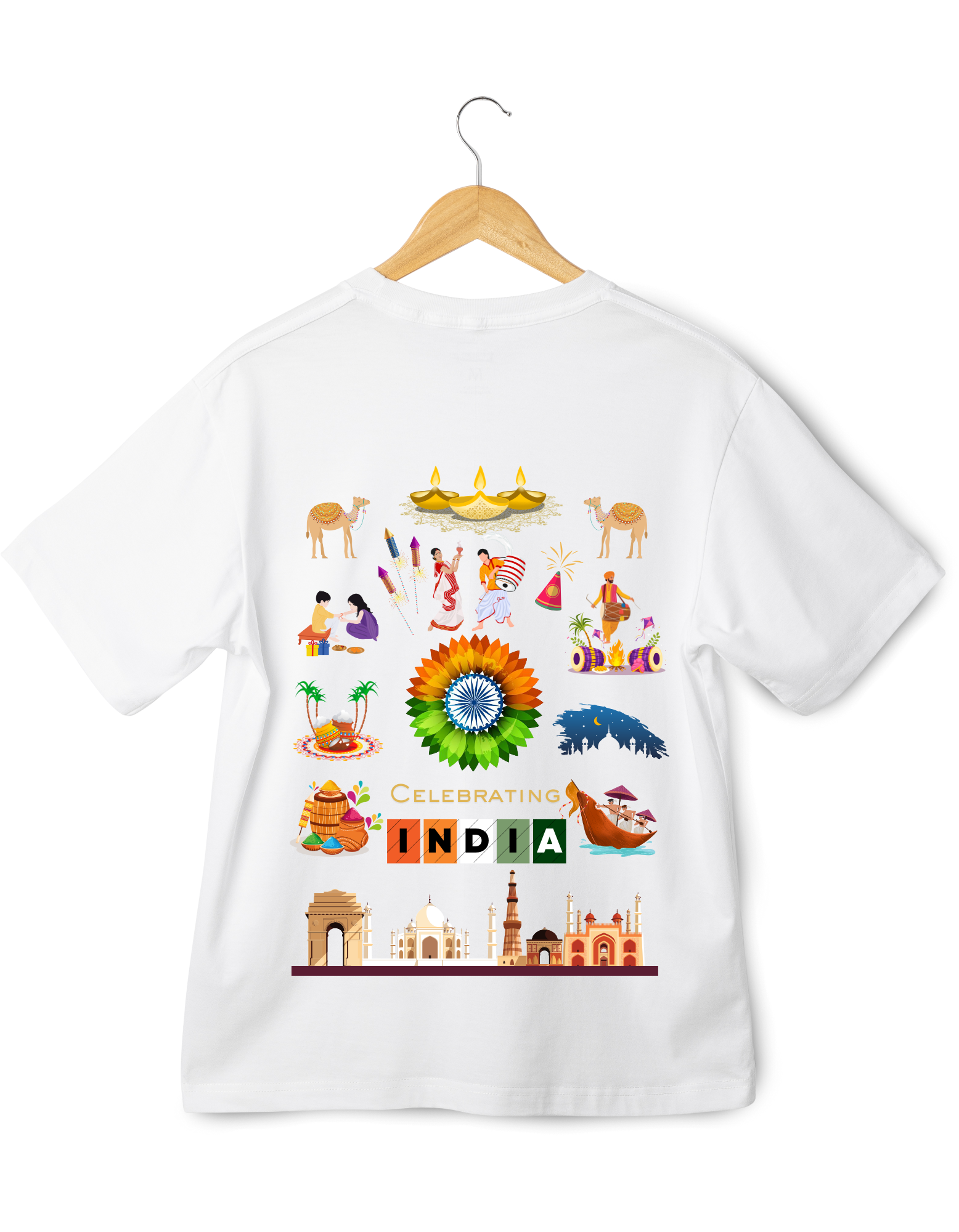 Celebrate India Kids Organic Cotton T-shirt White from DoodleChic