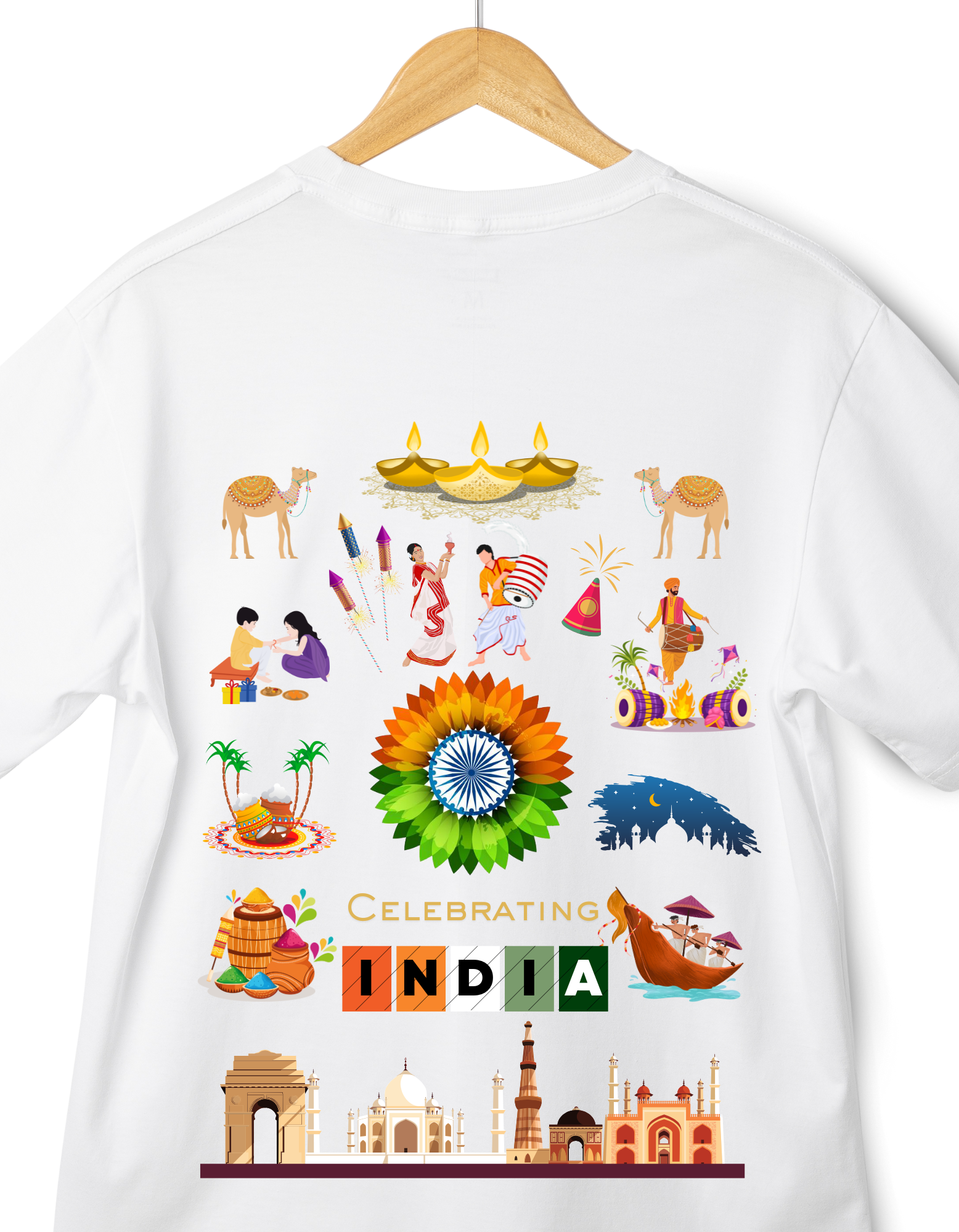 Celebrate India Kids Organic Cotton T-shirt White from DoodleChic