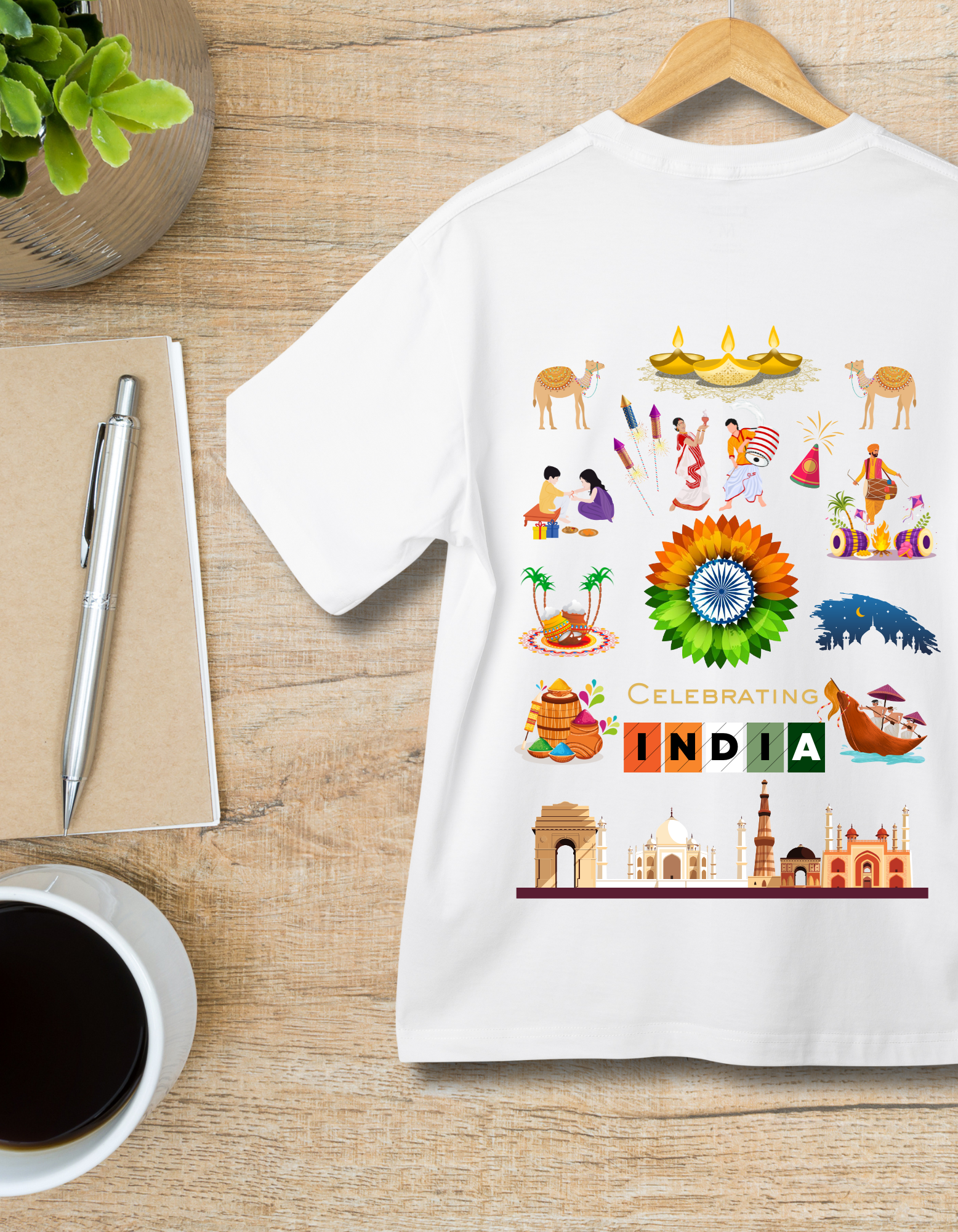 Celebrate India Kids Organic Cotton T-shirt White from DoodleChic