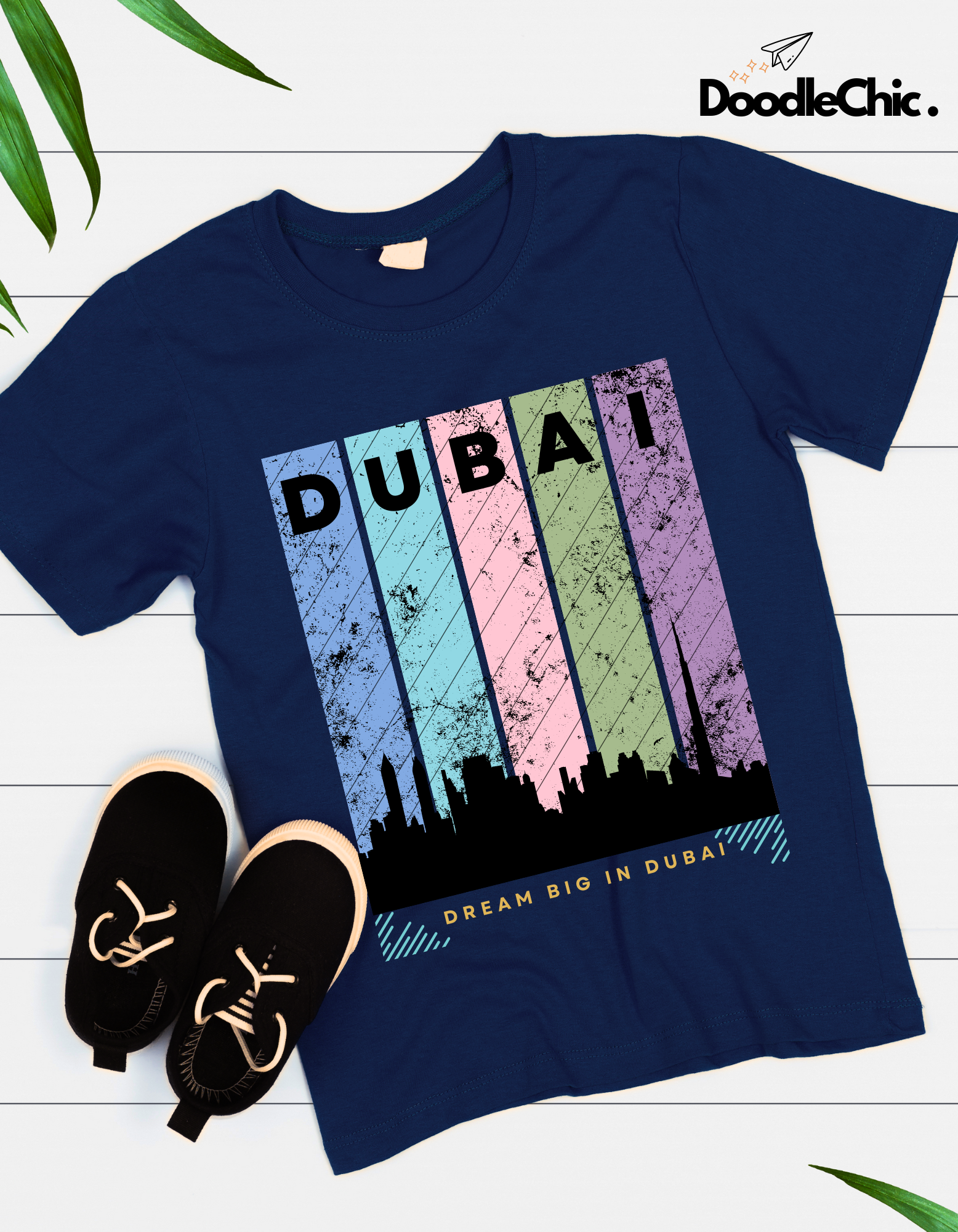 Dubai Kids Organic Cotton T-shirt Navy Blue from DoodleChic