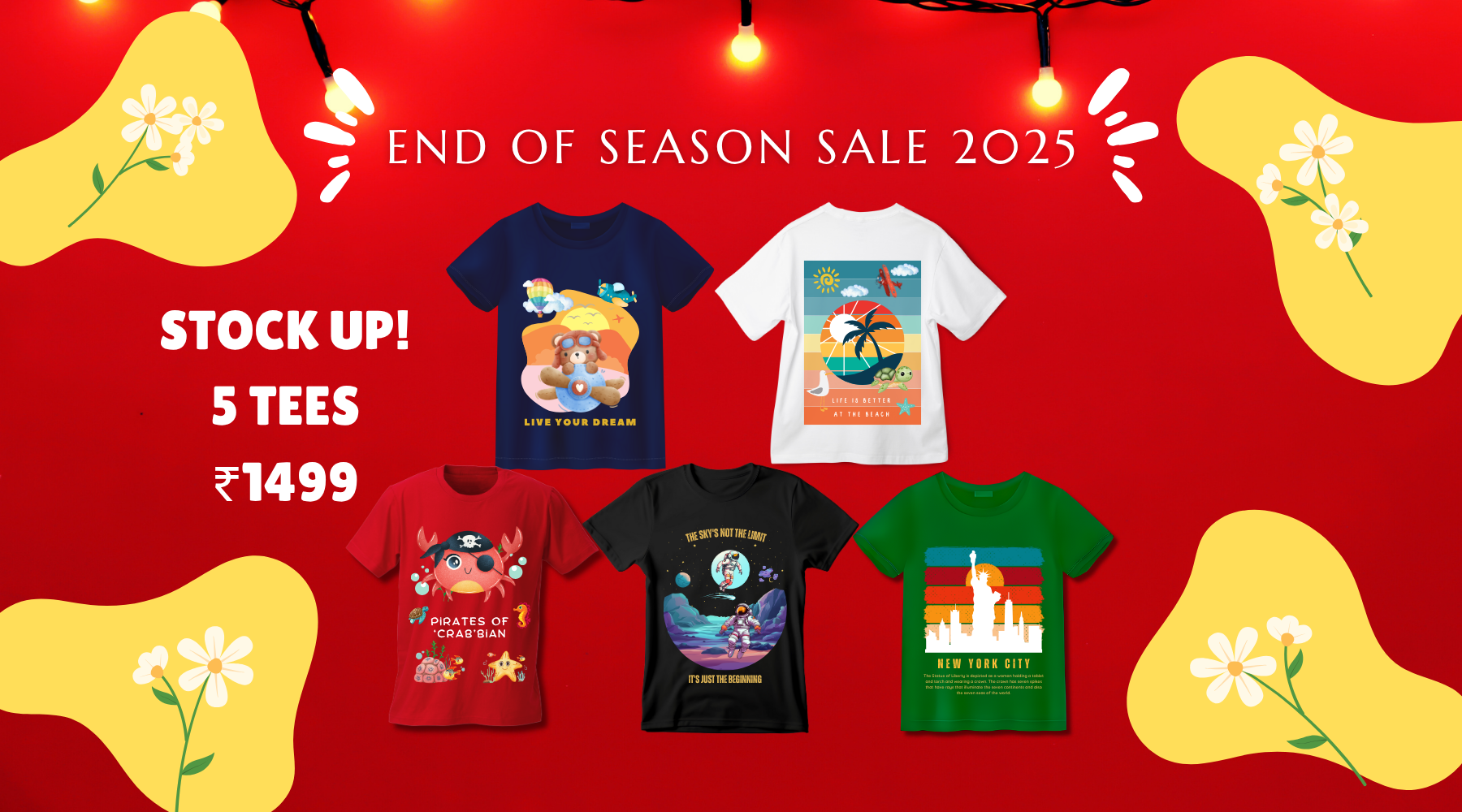 End of Season Sale 2025 - 100% Organic Cotton Graphic Printed T-shirts for Kids, Boys and Girls