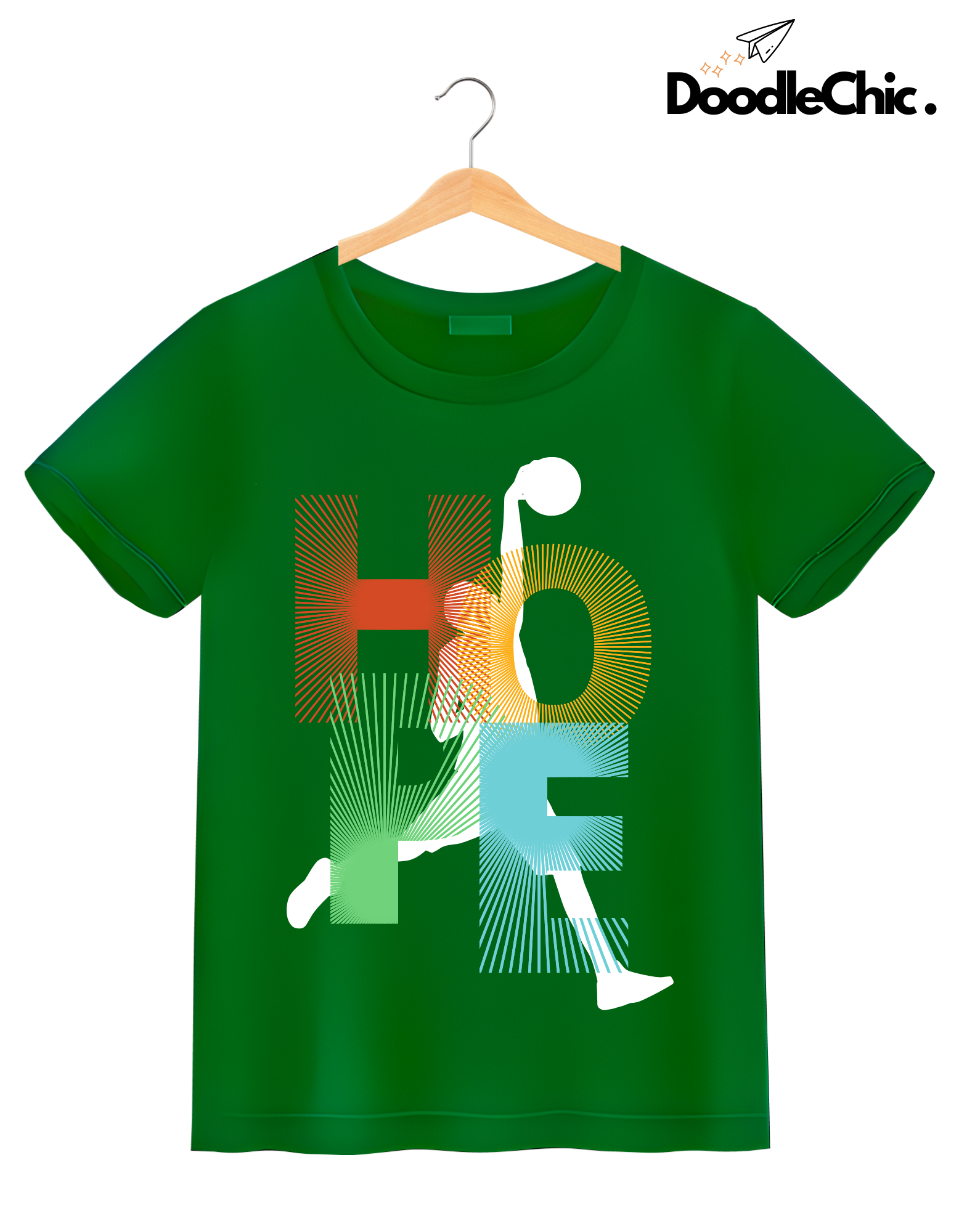 Hope Basketball Kids Organic Cotton T-shirt Green from DoodleChic