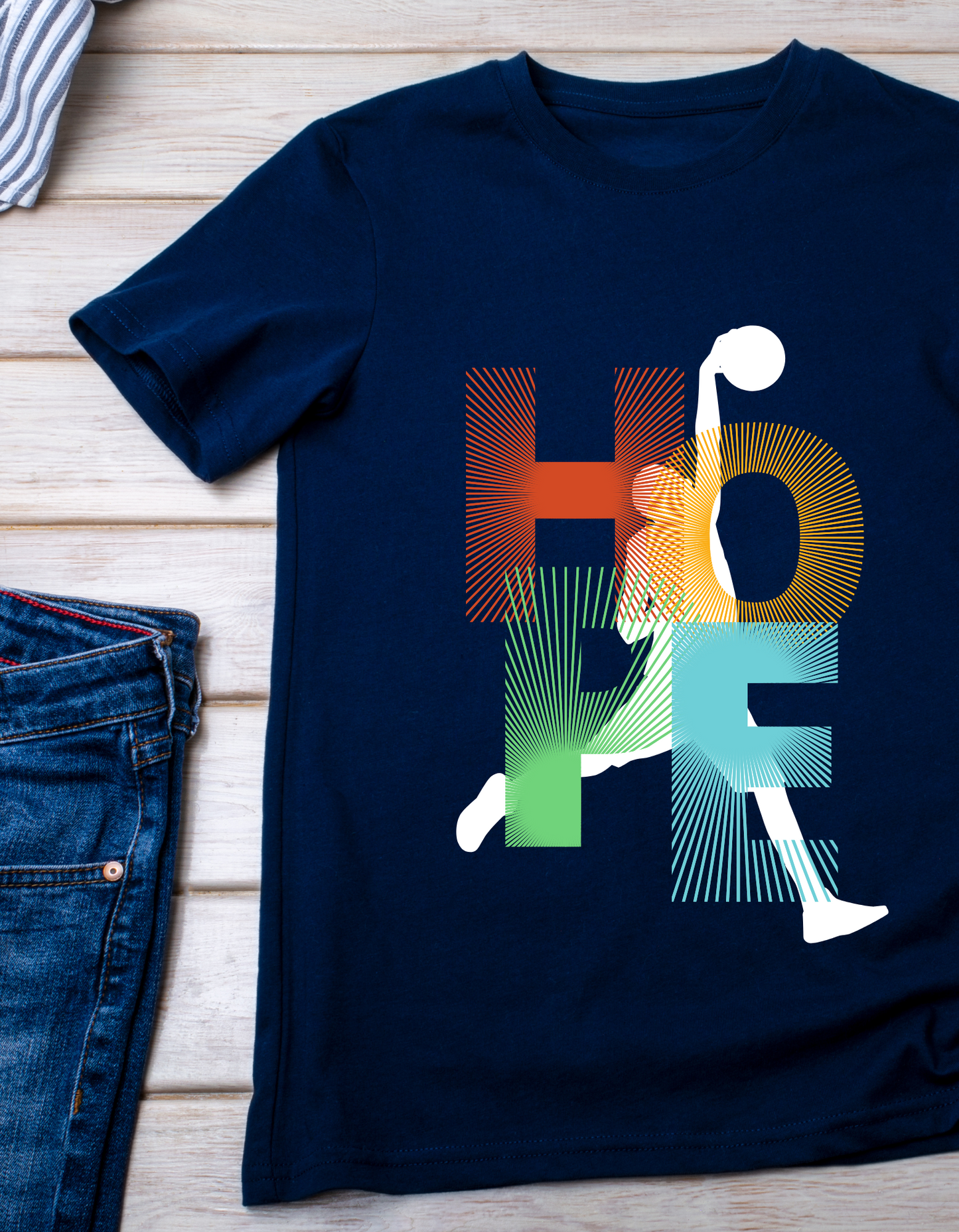 Hope Basketball Kids Organic Cotton T-shirt Navy Blue from DoodleChic