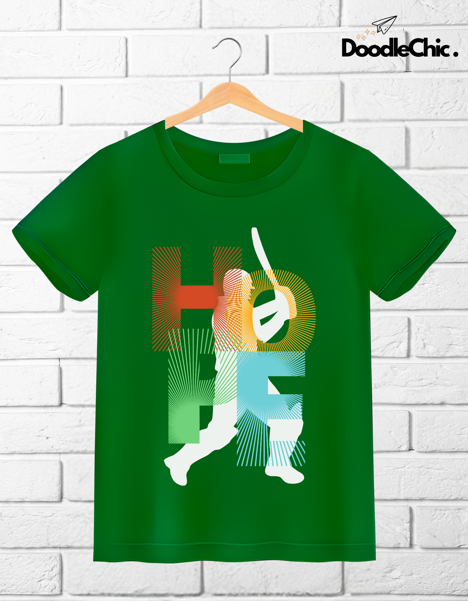 Hope Cricket Kids Organic Cotton T-shirt Green from DoodleChic