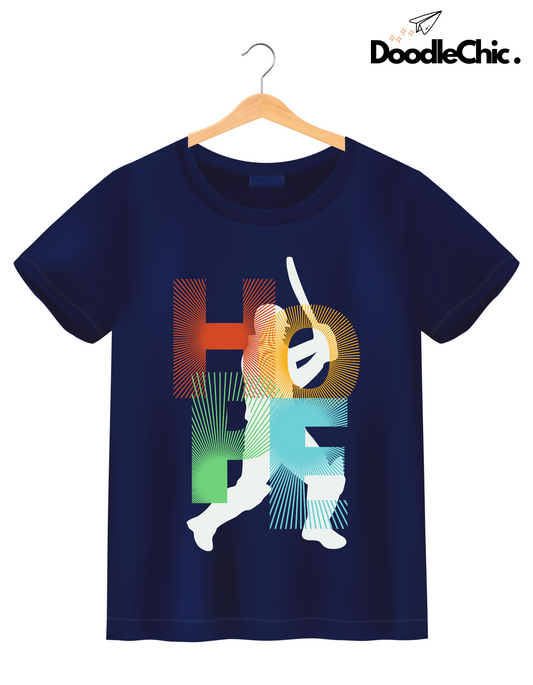 Hope Cricket Kids Organic Cotton T-shirt Navy Blue from DoodleChic
