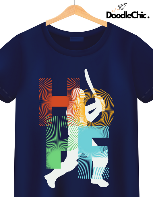 Hope Cricket Kids Organic Cotton T-shirt Navy Blue from DoodleChic