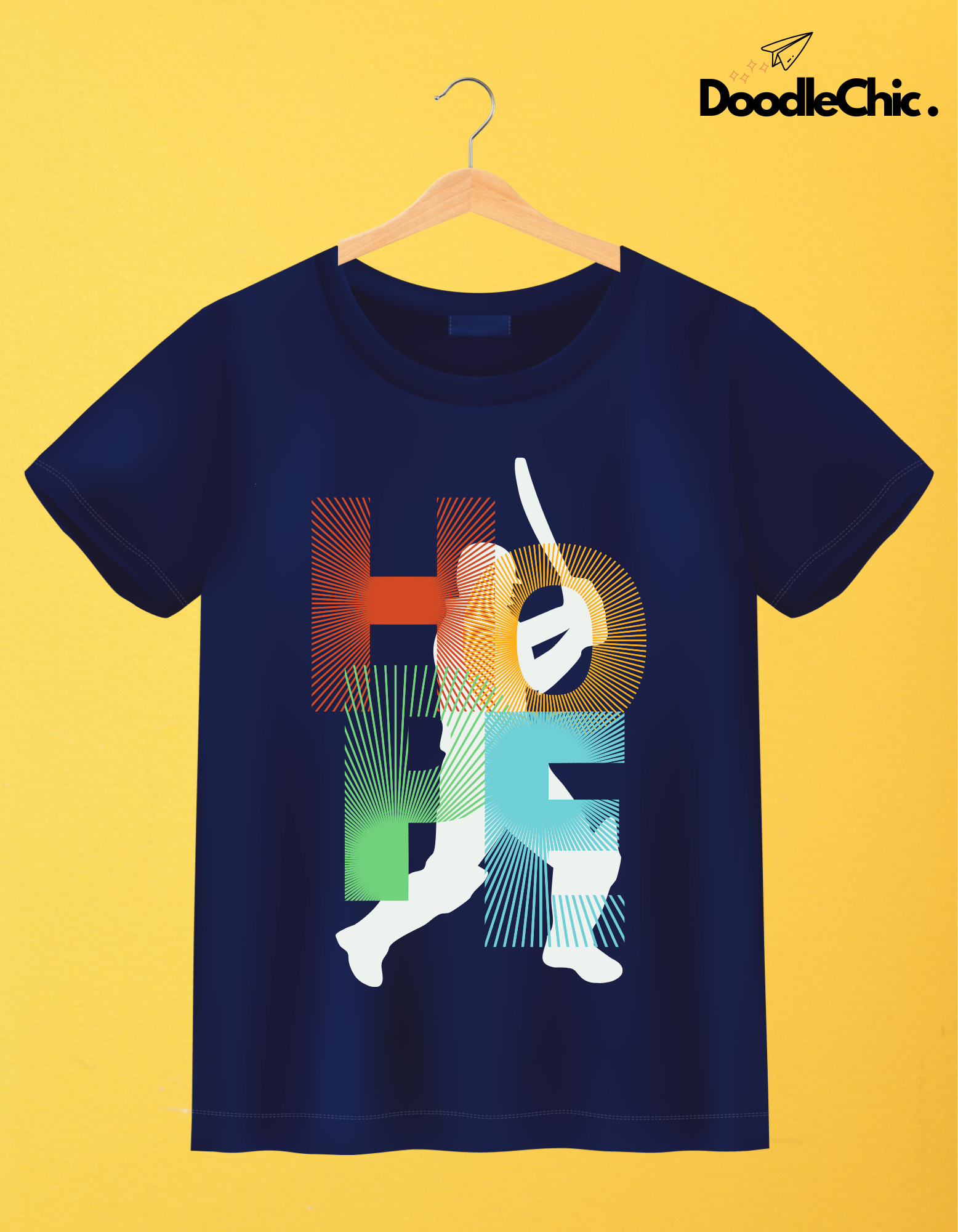 Hope Cricket Kids Organic Cotton T-shirt Navy Blue from DoodleChic