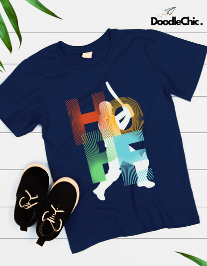 Hope Cricket Kids Organic Cotton T-shirt Navy Blue from DoodleChic